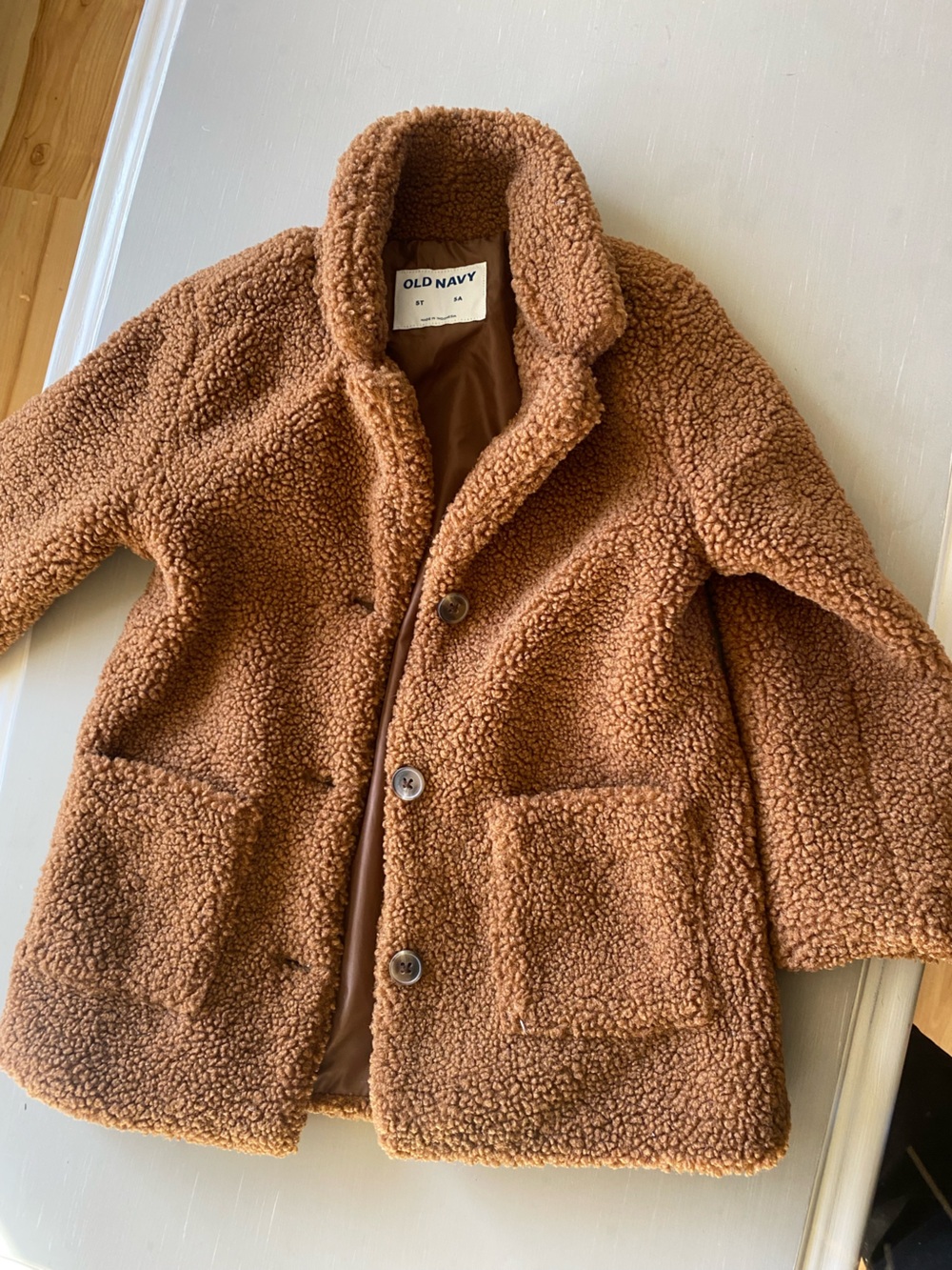 Old Navy Kids' Sherpa Pea Coat in Chestnut Brown
